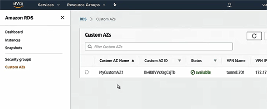 Amazon RDS on VMwareをAWSのコンソールから参照