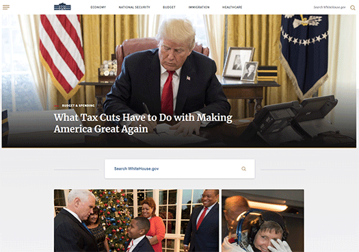 リニューアルされたホワイトハウスのWebサイト