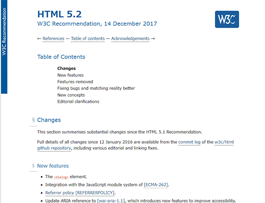 W3C HTML 5.2