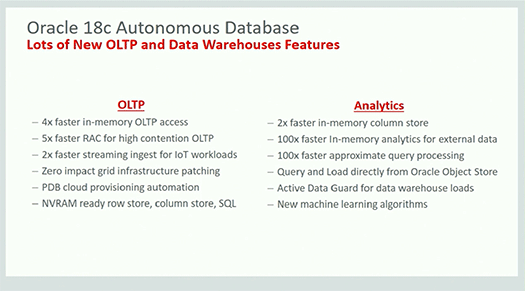 Oracle 18c Autonomous DatabaseはOLTP版とAnalytics版
