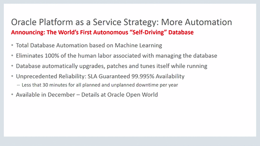 Oracle Announce World First Autonomouse Database