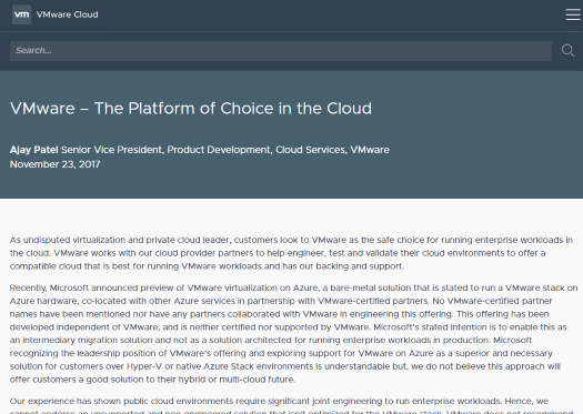 VMware – The Platform of Choice in the Cloud