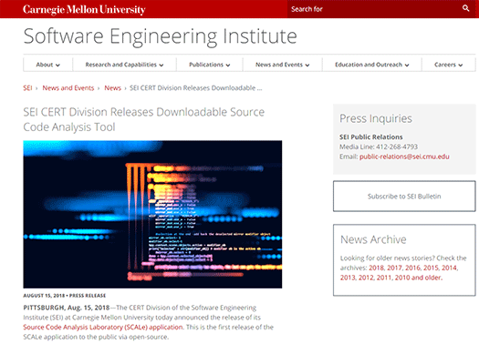 SEI CERT Division Releases Downloadable Source Code Analysis Tool