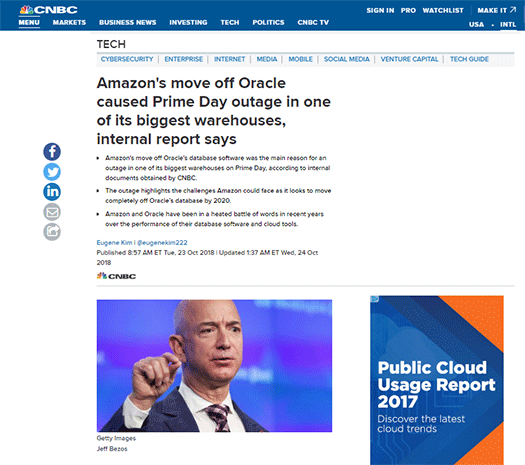 Amazonプライムデーのサーバ障害 Amazonがoracleからaurora Dbに乗り換えたのが原因ではない Amazon Ctoがcnbcの報道を否定 Publickey