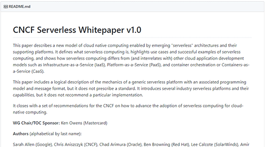 CNCF Serverless Computing White Paper