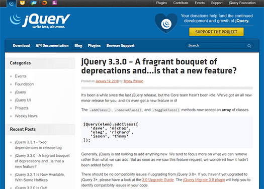 jQuery 3.3リリース