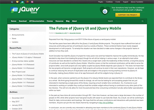 jQuery UIとjQuery Mobileの開発体制変更のお知らせ