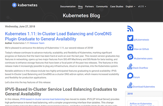 Kubernetes 1.11 Release