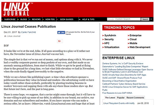 Linux Journal Ceases Publication