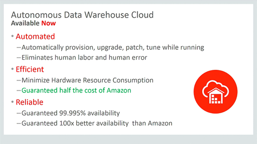 Oracle Autonomous Data Warehouse Cloud正式発表
