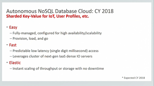 Oracle Autonomous NoSQL Database Cloudは今夏登場