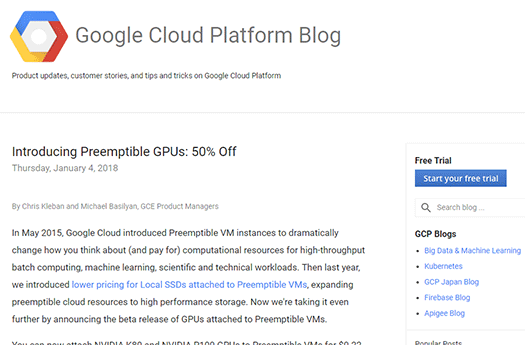 Google Cloud Platform Blog: Introducing Preemptible GPUs: 50% Off