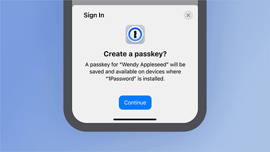 iOS版1Passwordでパスキーの生成をする