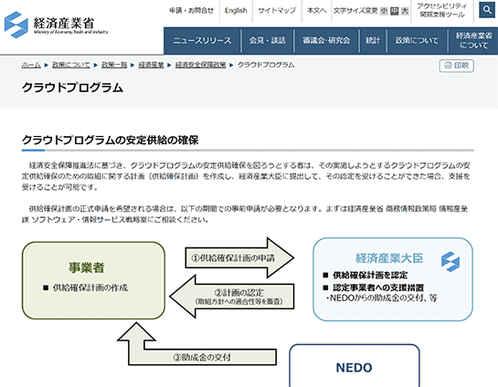 経済産業省によるクラウドプログラムの認定