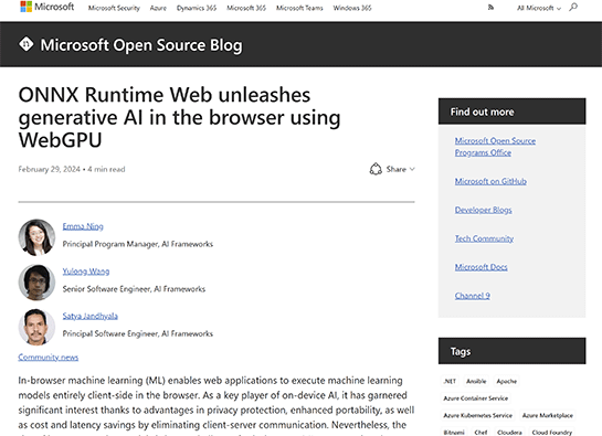 ONNX Runtime Web 1.17でWebGPU対応を発表