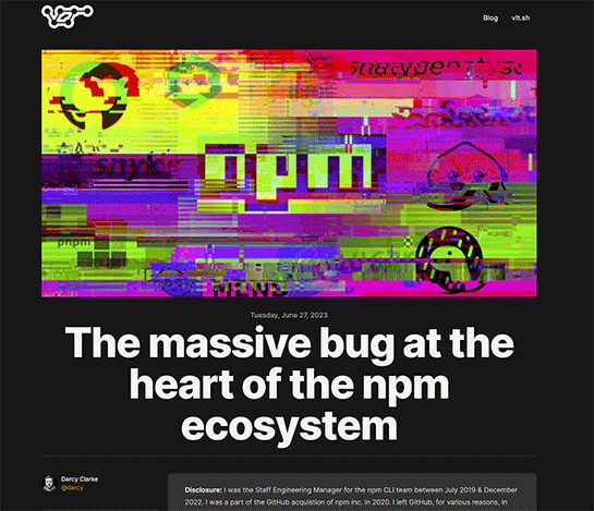 JavaScriptパッケージシステム「npm」は巨大なバグを抱えていると指摘し、新たなパッケージシステムを開発する「vlt」。npm作者らの参加を発表