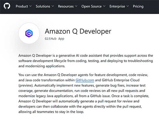 Amazon Q Developer in GitHub