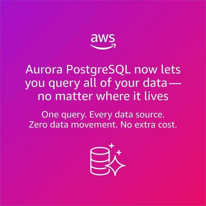 AWS、DuckDBをAurora PostgreSQLに統合。ETL不要で直接データレイクを読み取り可能にしたと発表