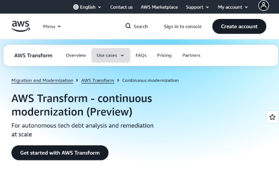 AWS、AIエージェントがリポジトリを自動スキャンして技術的負債を指摘してくれる「AWS Transform – continuous modernization」プレビュー公開